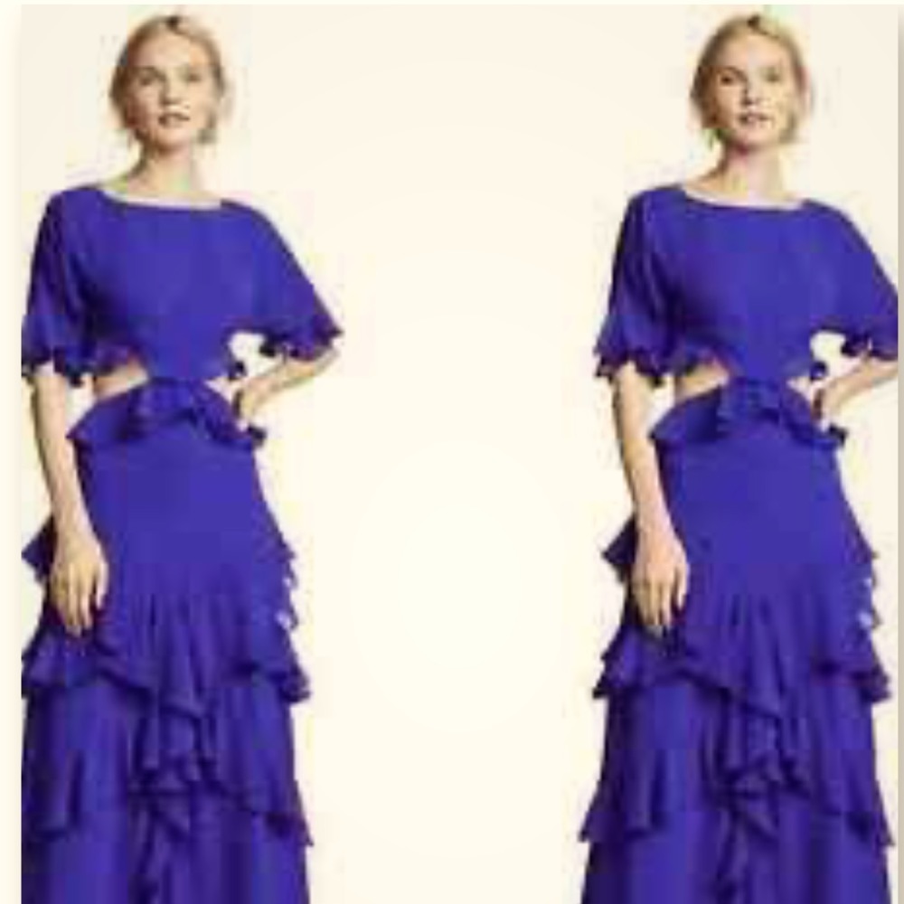 Revolve x Fame & Partners Navy Marissa Maxi Ruffle Cut Out Dress